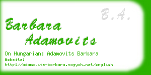 barbara adamovits business card